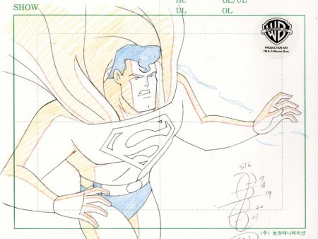 Superman the Animated Series Original Production Drawing: Superman on Sale