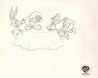 Tiny Toons Original Production Cel with Matching Drawing: Buster, Babs, Plucky, and Hamton For Sale