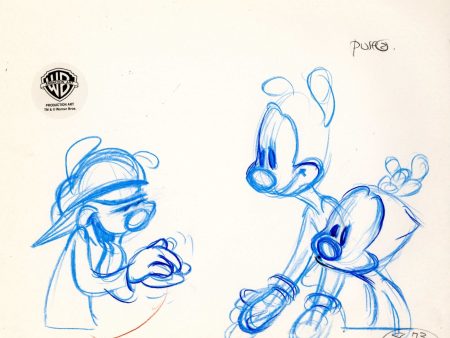 Animaniacs Original Production Drawing:  Yakko, Wakko, and Dot Online