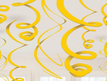 Yellow Sunshine Plastic Swirl Decoration 12pcs For Sale