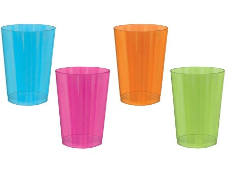 Neon Plastic Tumblers Assorted 10oz, 72pcs Supply