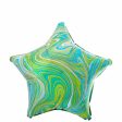 Blue Green Star Marblez Foil Balloon 45cm For Discount