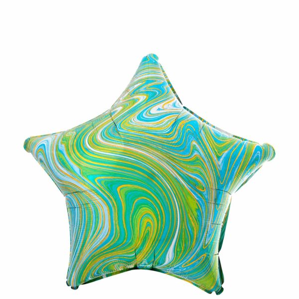 Blue Green Star Marblez Foil Balloon 45cm For Discount