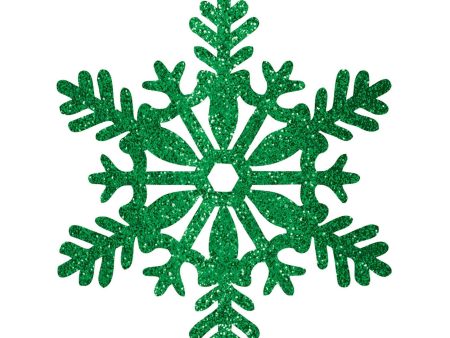 Green Glitter Snowflake Decoration 11in Supply