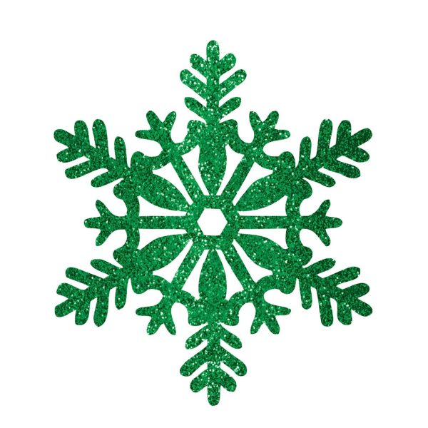 Green Glitter Snowflake Decoration 11in Supply