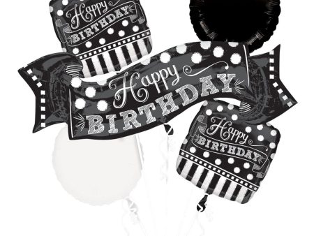 Black and White Chalkboard Birthday Bouquet 5pcs For Sale