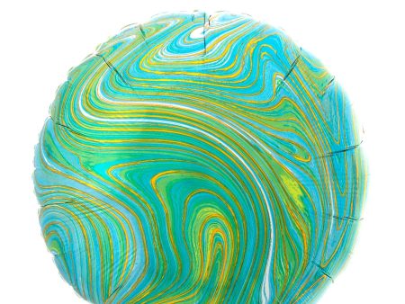 Blue Green Circle Marblez Foil Balloon 45cm For Sale