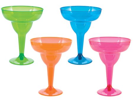 Neon Margarita Plastic Glasses Assorted 11oz, 20pcs Sale