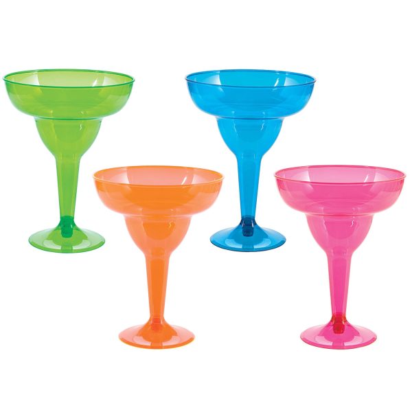 Neon Margarita Plastic Glasses Assorted 11oz, 20pcs Sale