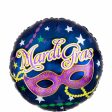 Mardi Gras Mask Foil Balloon 45cm Hot on Sale