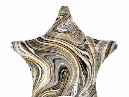 Black Star Marblez Foil Balloon 45cm For Discount