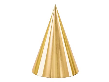 Party Hats Gold 6pcs, 16cm Discount